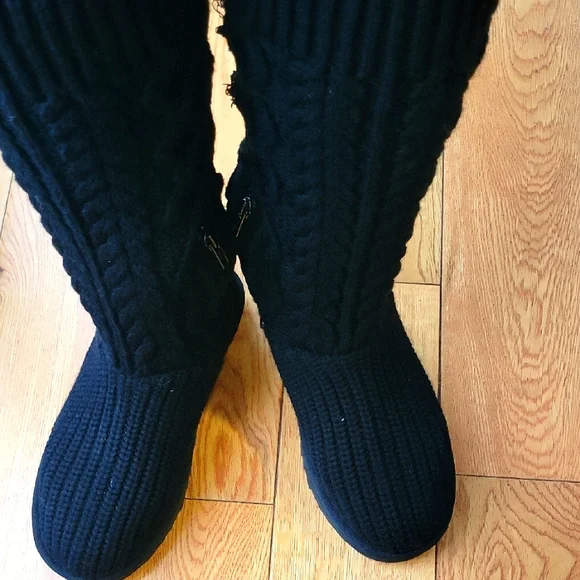 Black Knit Tall UGG Boots - Picture 2 of 3